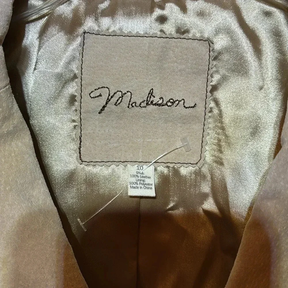 Madison Tan Suede Leather jacket Women’s 10 Stitch detail